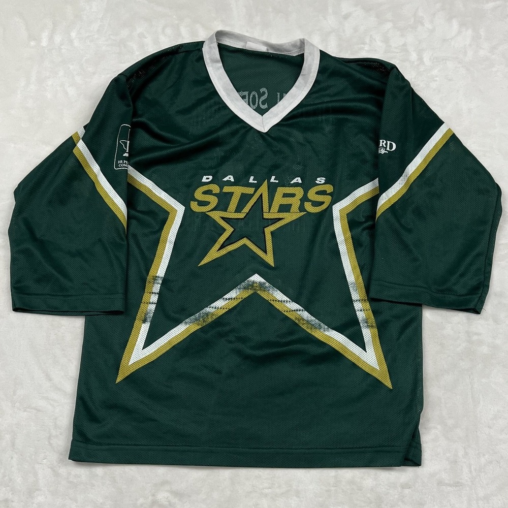 Vintage Dallas Stars Hockey Jersey Mens S Green Dr Pepper Promo Mesh NHL
